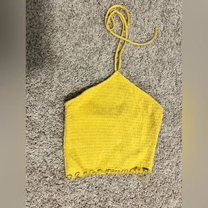 Yellow halter top with tie around neck